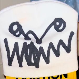 AssPizza Beanie comes w/ handicap sign Austin slapped sticker on in my store